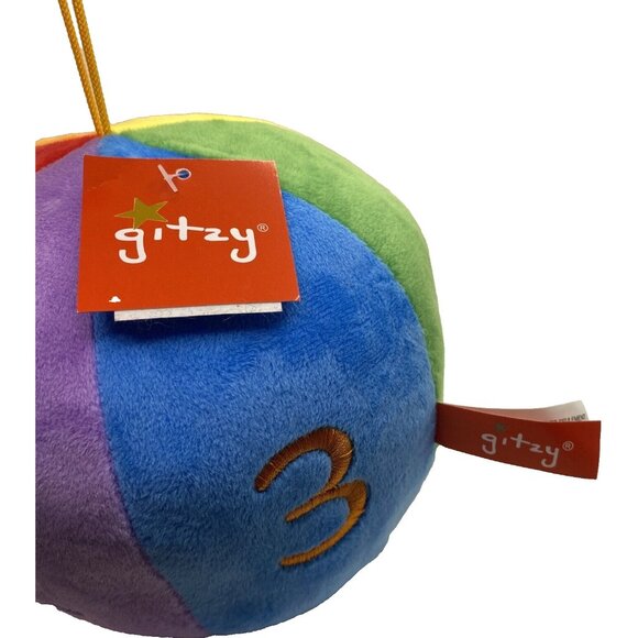 Gitzy Infant Soft Plush Round Ball Baby's First Toy Rattle Colorful 6” - Picture 3 of 14